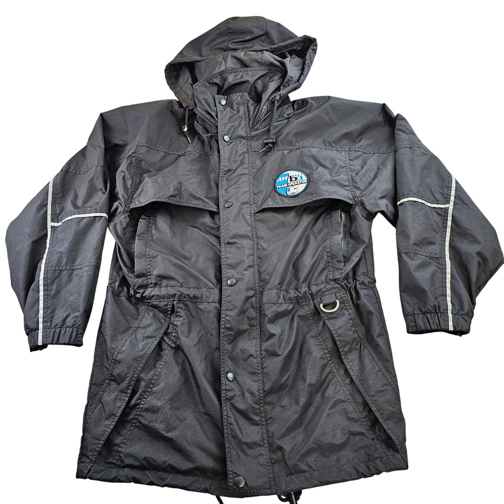 Cintas Jacket Men's S  Black BartTrain Operator Water-Resistant Hooded Full Zip.